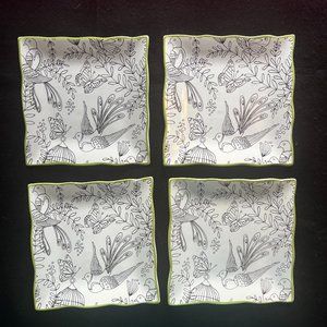 Cynthia Rowley New York Four (4) Decorative Luncheon Plates 8” x 8”
